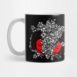 Red geisha with white flowers Mug